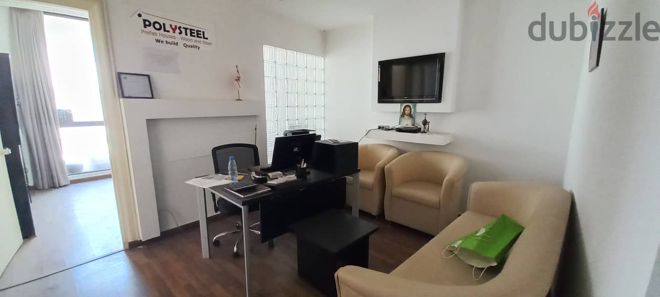 Furnished Office on Jal El Dib highway for rentمكتب مفروش على طريق جل 2