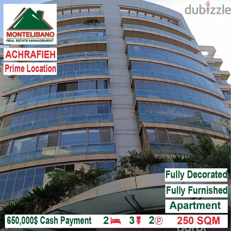 650,000$Cash Payment! Apartment for sale in Achrafieh! Prime Location! 1