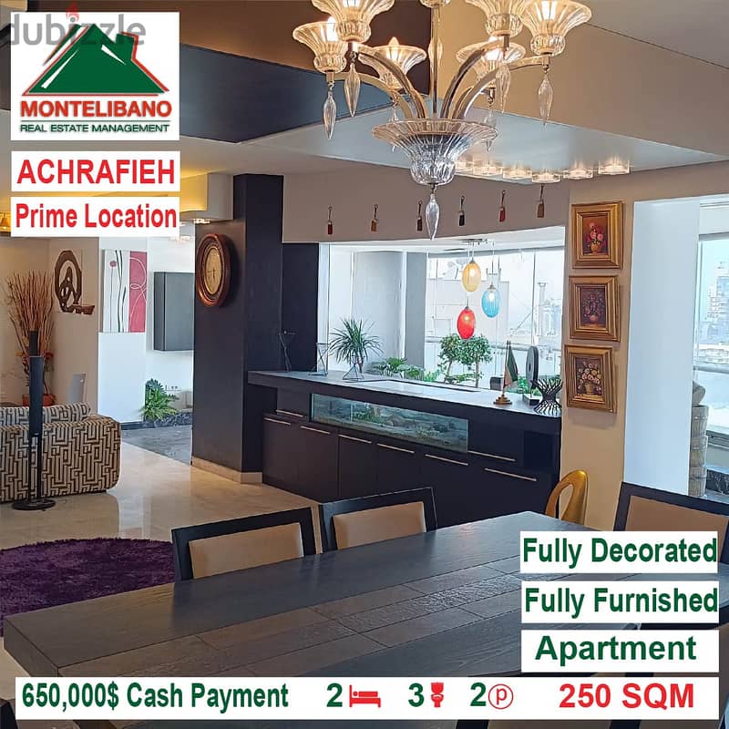 650,000$Cash Payment! Apartment for sale in Achrafieh! Prime Location! 2