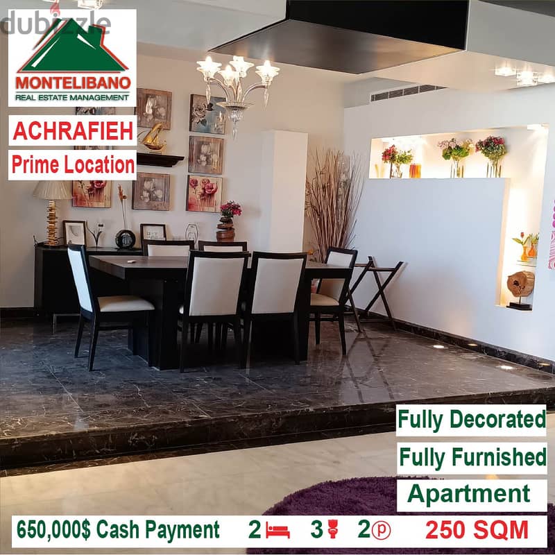 650,000$Cash Payment! Apartment for sale in Achrafieh! Prime Location! 4