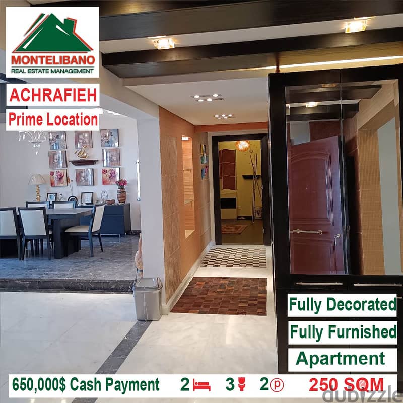 650,000$Cash Payment! Apartment for sale in Achrafieh! Prime Location! 5