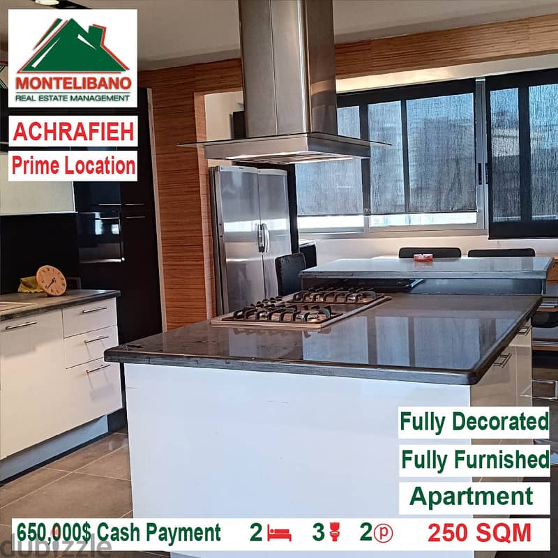 650,000$Cash Payment! Apartment for sale in Achrafieh! Prime Location! 6