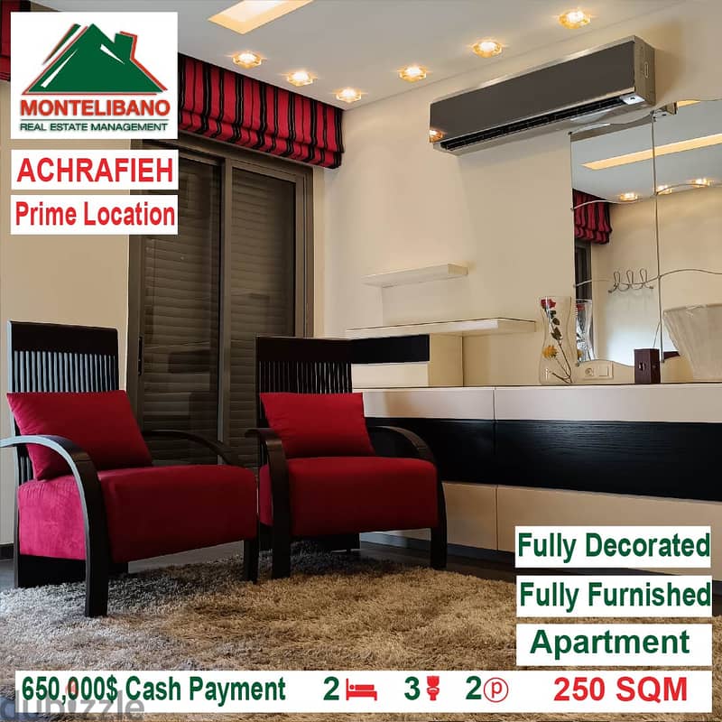 650,000$Cash Payment! Apartment for sale in Achrafieh! Prime Location! 10