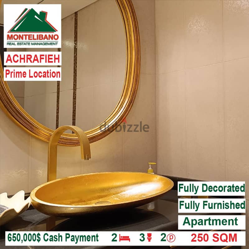 650,000$Cash Payment! Apartment for sale in Achrafieh! Prime Location! 12