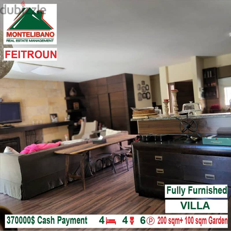 370,000$ Cash Payment!! Villa for sale in Feitroun!! 1