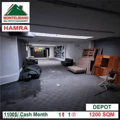 1100$/Cash Month!! Depot for rent in Hamra!!