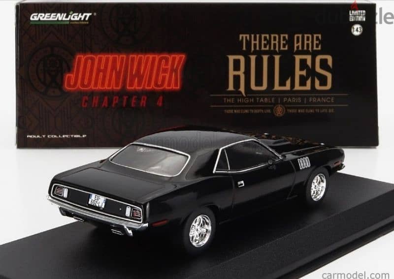 Plymouth Cuda '71 (John Wick Chapter 4)diecast car model 1;43. 4