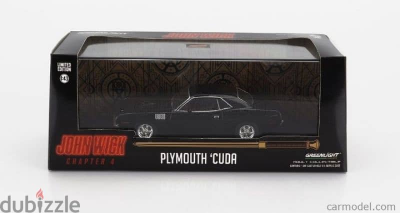 Plymouth Cuda '71 (John Wick Chapter 4)diecast car model 1;43. 5