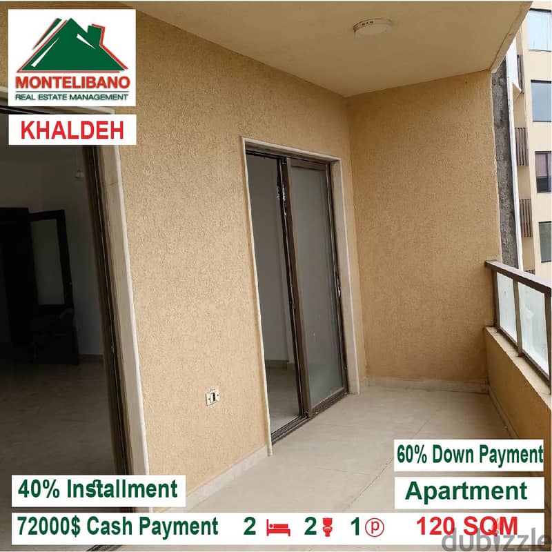 72000$ Cash Payment!! Apartment for sale in Khaldeh!! 1