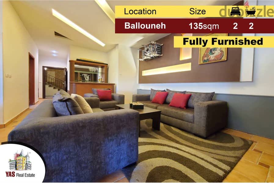 Ballouneh 135M2 | 50M2 Terrace | Furnished | Upgarded | Catch | 0