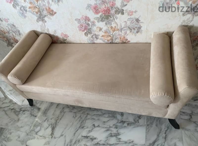 new chaise long high quality velvet beige from mobile top 2