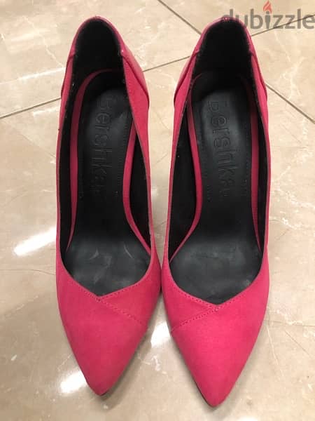 shoes for women, high heel, bershka, fushia color, ; size 37 3