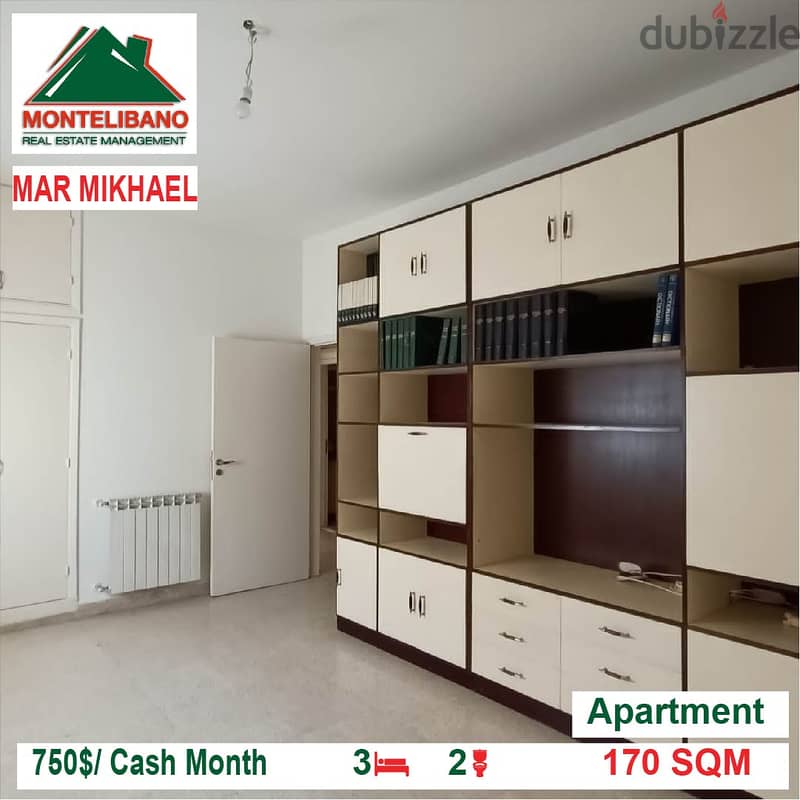 750$/Cash Month!! Apartment for rent in Mar Mikhael!! 2