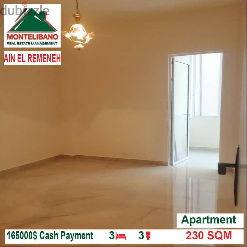 165000$ Cash Payment!! Apartment for sale in Ain El Remeneh!! 1