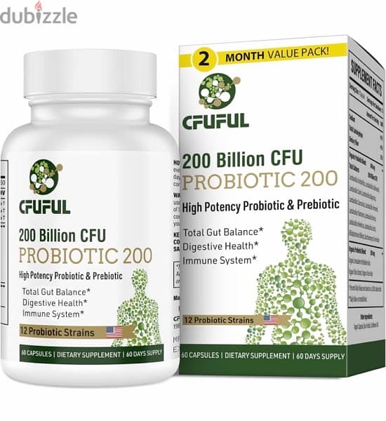 Cfuful Probiotics 200 Billion CFU 12 Strains with Organic Prebiotic 3