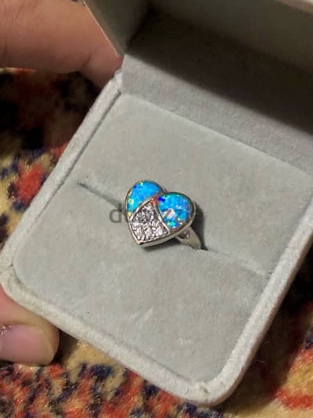 Australian opal and silver  925 ring خاتم اوبال استرالي و فضه 925 1