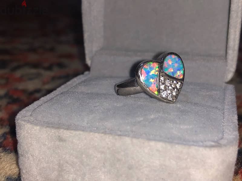 Australian opal and silver  925 ring خاتم اوبال استرالي و فضه 925 2