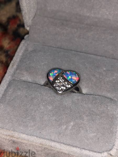 Australian opal and silver  925 ring خاتم اوبال استرالي و فضه 925 3