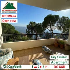 Open view and fully furnished apartment for rent in BROUMANA!!!!