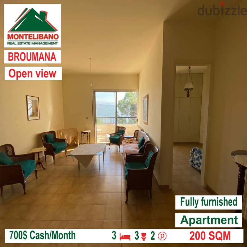 Open view and fully furnished apartment for rent in BROUMANA!!!! 4