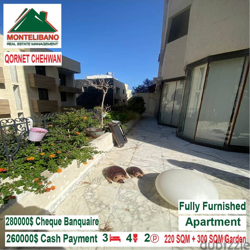 260,000$ Cash Payment!! Apartment for sale in Qornet Shehwen!! 1