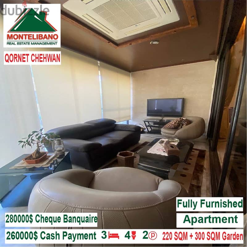 260,000$ Cash Payment!! Apartment for sale in Qornet Shehwen!! 5