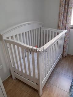 wood Crib with Mattress