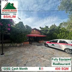 1000$/Cash Month!! Restaurant for rent in Bsalim!!