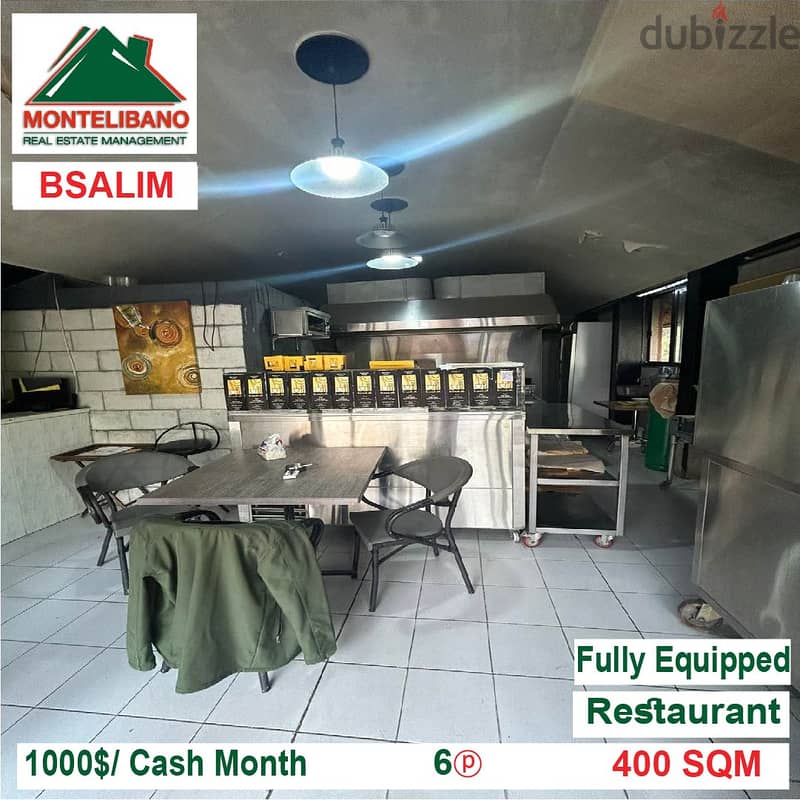 1000$/Cash Month!! Restaurant for rent in Bsalim!! 3
