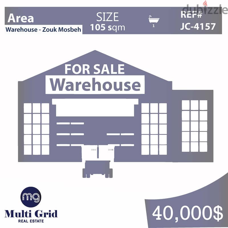 Zouk Mosbeh, Warehouse For Sale, 105 m2, مستودع للبيع في ذوق مصبح 0