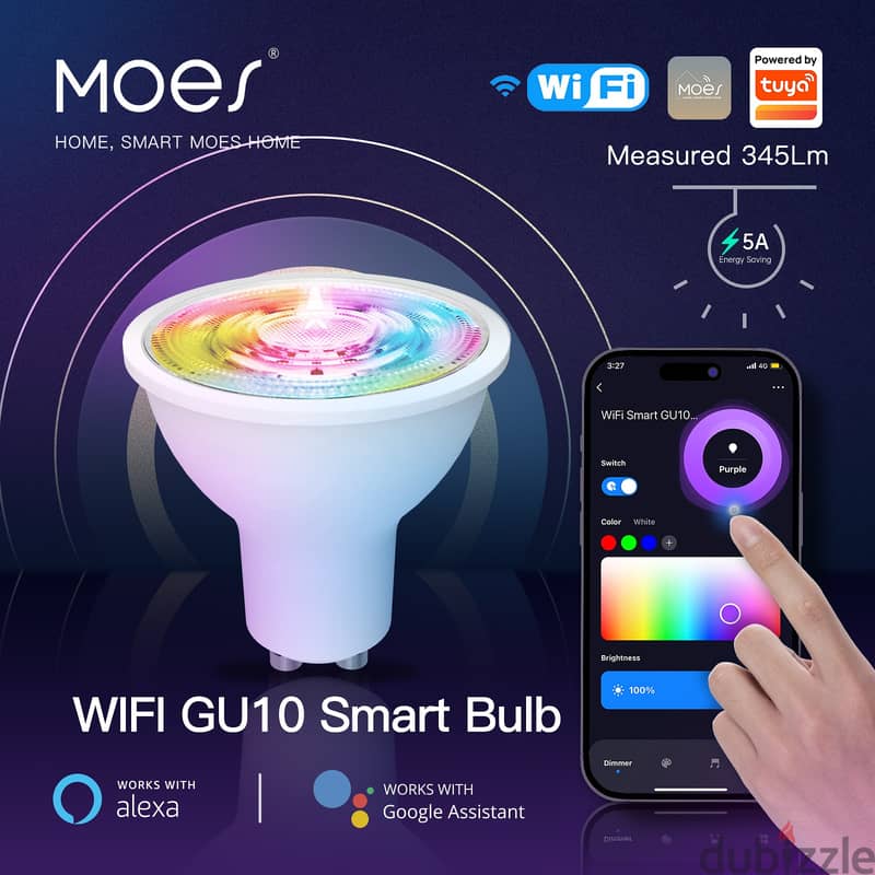 MOES GU10 Smart Sync Full Color LED Dimmable Party Light Bulbs RGBCCT 0