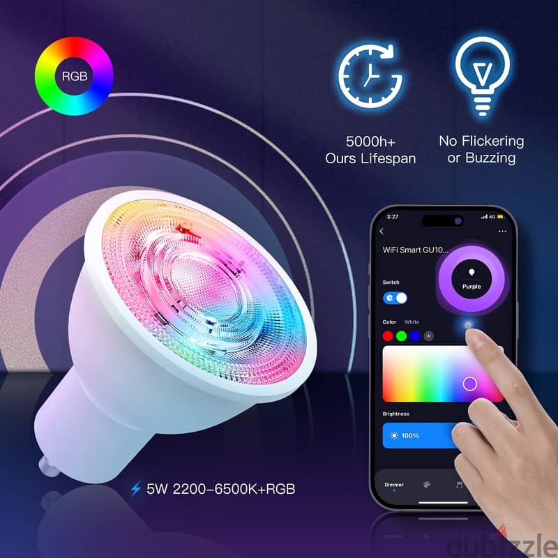 MOES GU10 Smart Sync Full Color LED Dimmable Party Light Bulbs RGBCCT 1