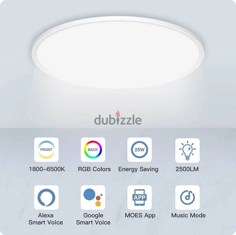 MOES Smart WIFI Ceiling Light Ultrathin Energy-saving RGB Dimmable Lig 1