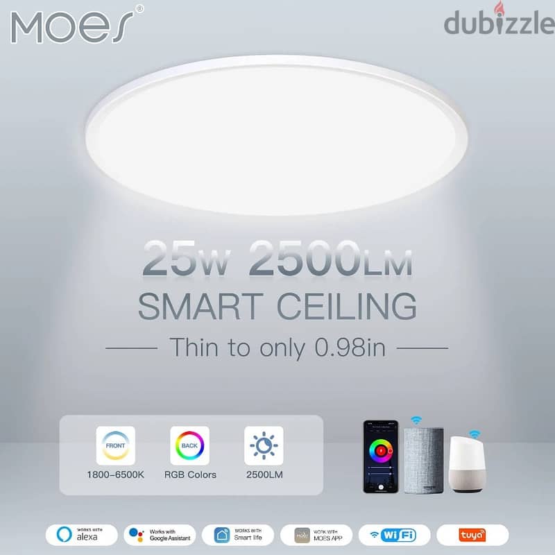 MOES Smart WIFI Ceiling Light Ultrathin Energy-saving RGB Dimmable Lig 6