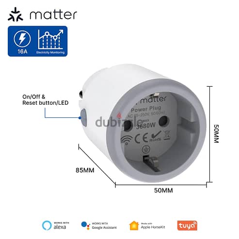 MOES Tuya Smart Plug with Power Monitoring Matter 2
