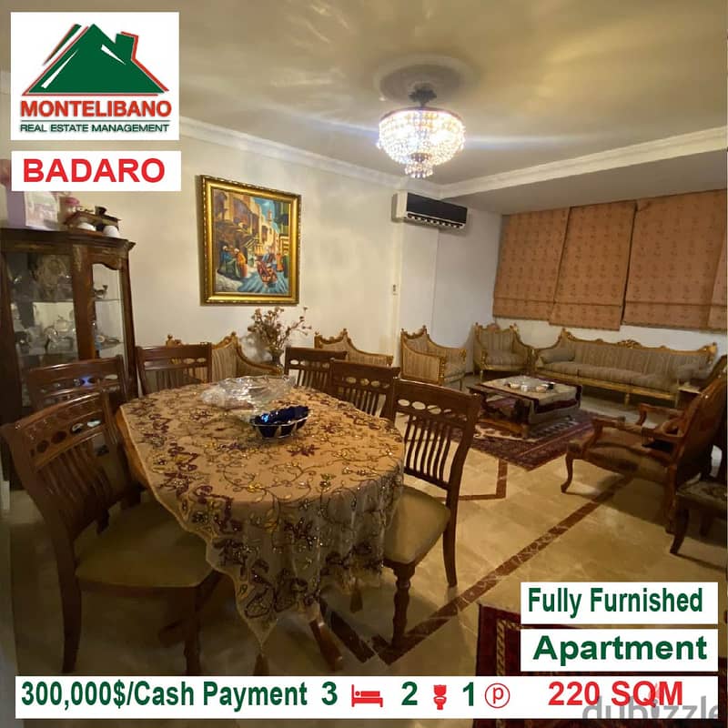 Fully Furnished apartment for sale located in badaro !! 300,000$!!! 2