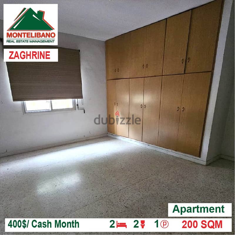 400$/Cash Month!! Apartment for rent in Zaghrine!! 3