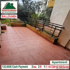 120,000$ Cash Payment!! Apartment for sale in Ballouneh!! 0