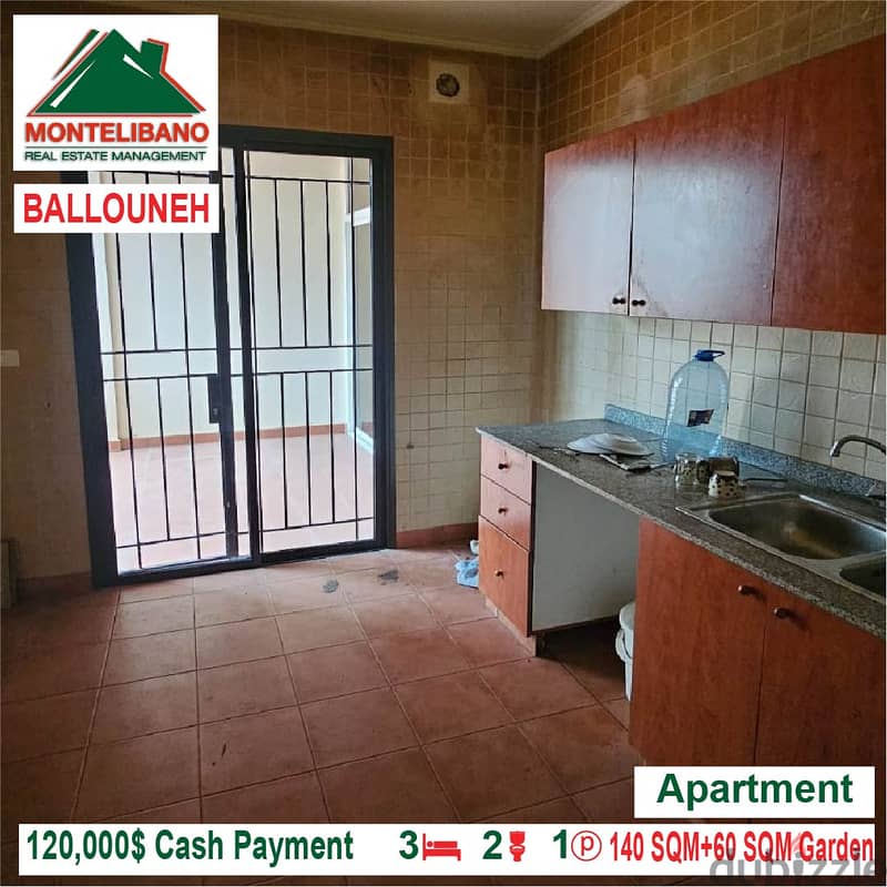 120,000$ Cash Payment!! Apartment for sale in Ballouneh!! 2