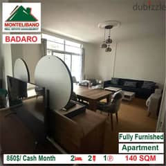 850$/Cash Month!! Apartment for rent in Badaro!! 0