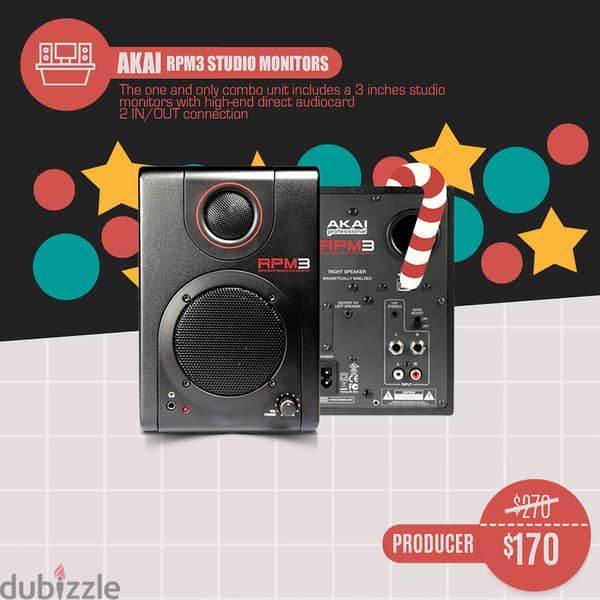 AKAI professional RPM500 スタジオモニター 2本 - オーディオ機器