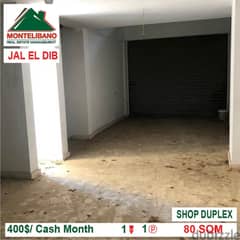 400$/Cash Month!! Shop for rent in Jal El Dib!!