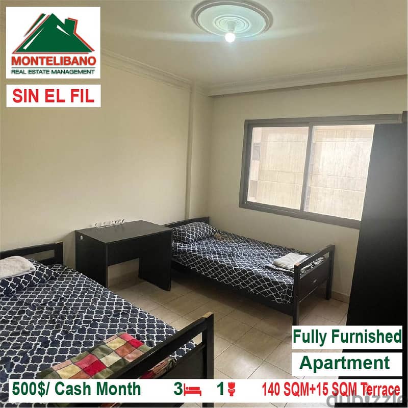 500$/Cash Month!! Apartment for rent in Sin El Fil!! 1