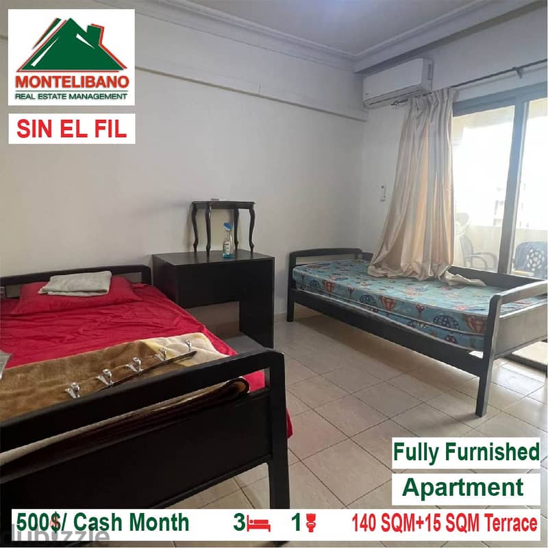 500$/Cash Month!! Apartment for rent in Sin El Fil!! 2
