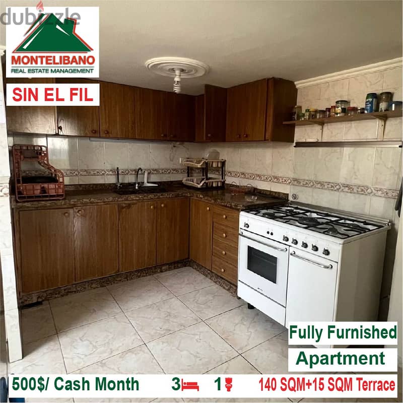 500$/Cash Month!! Apartment for rent in Sin El Fil!! 3