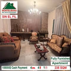 155,000$ Cash Payment!! Apartment for sale in Sin El Fil!!