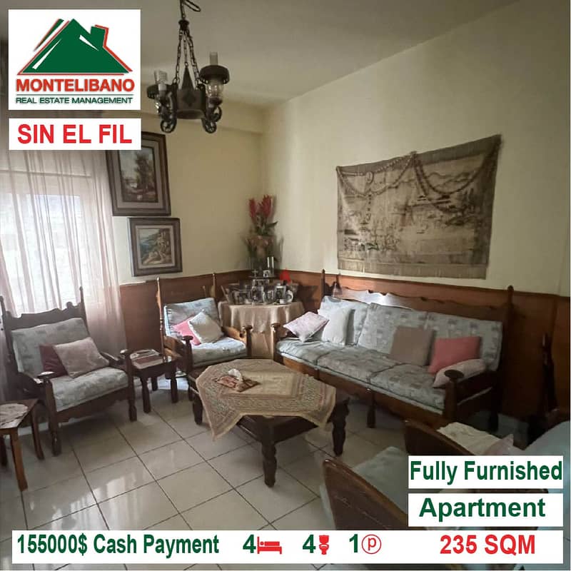 155,000$ Cash Payment!! Apartment for sale in Sin El Fil!! 1