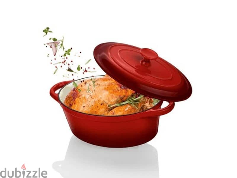 Smith & Nobel Traditions 4L Cast Iron Oval Casserole Pot Red(discount) 1