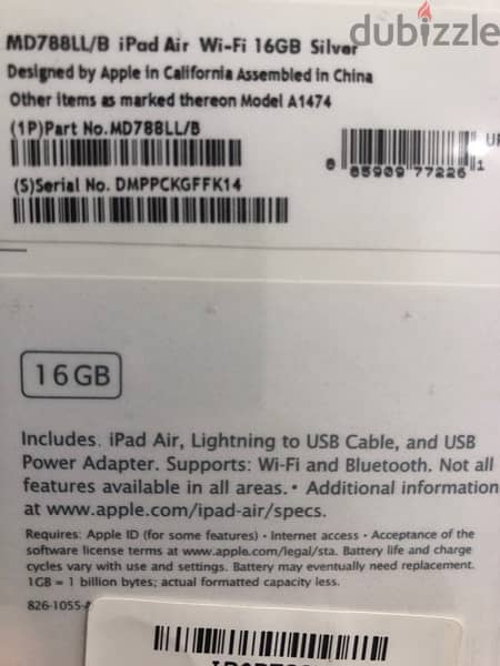 Apple iPad Air 16GB Wi-Fi Silver MD788LL/A for sale online