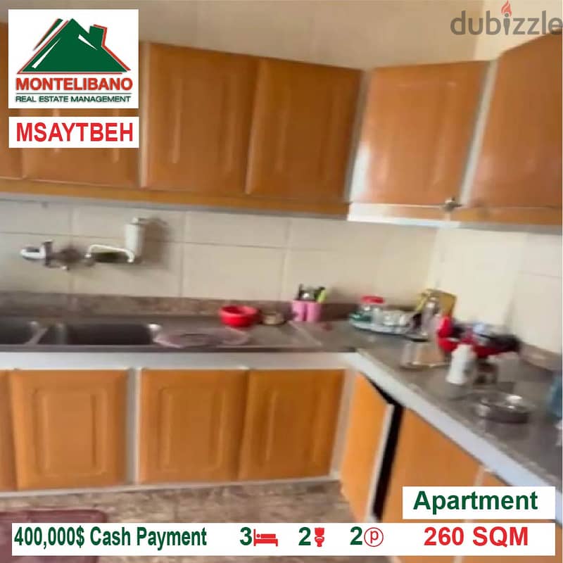 400,000$ Cash Payment!! Apartment for sale in Msaytbeh!! 1